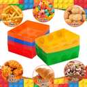 Hoolerry 25 Pcs Block Building Party Favor 5 lb Paper Food Trays Large Brick Theme Party Disposable Serving Tray Snack Tray for Food Building Block Birthday Baby Shower Decor (Bright Color)