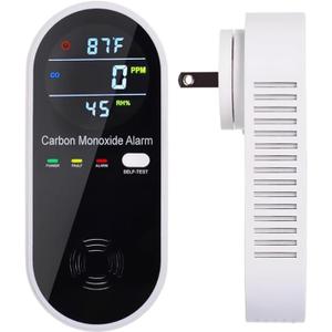 3-in-1 Carbon Monoxide Detector, Carbon Monoxide Detector Plug in Wall with Temperature & Humidity Display, CO Alarm Monitor with Color LCD Display, Accurate & Easy to Install
