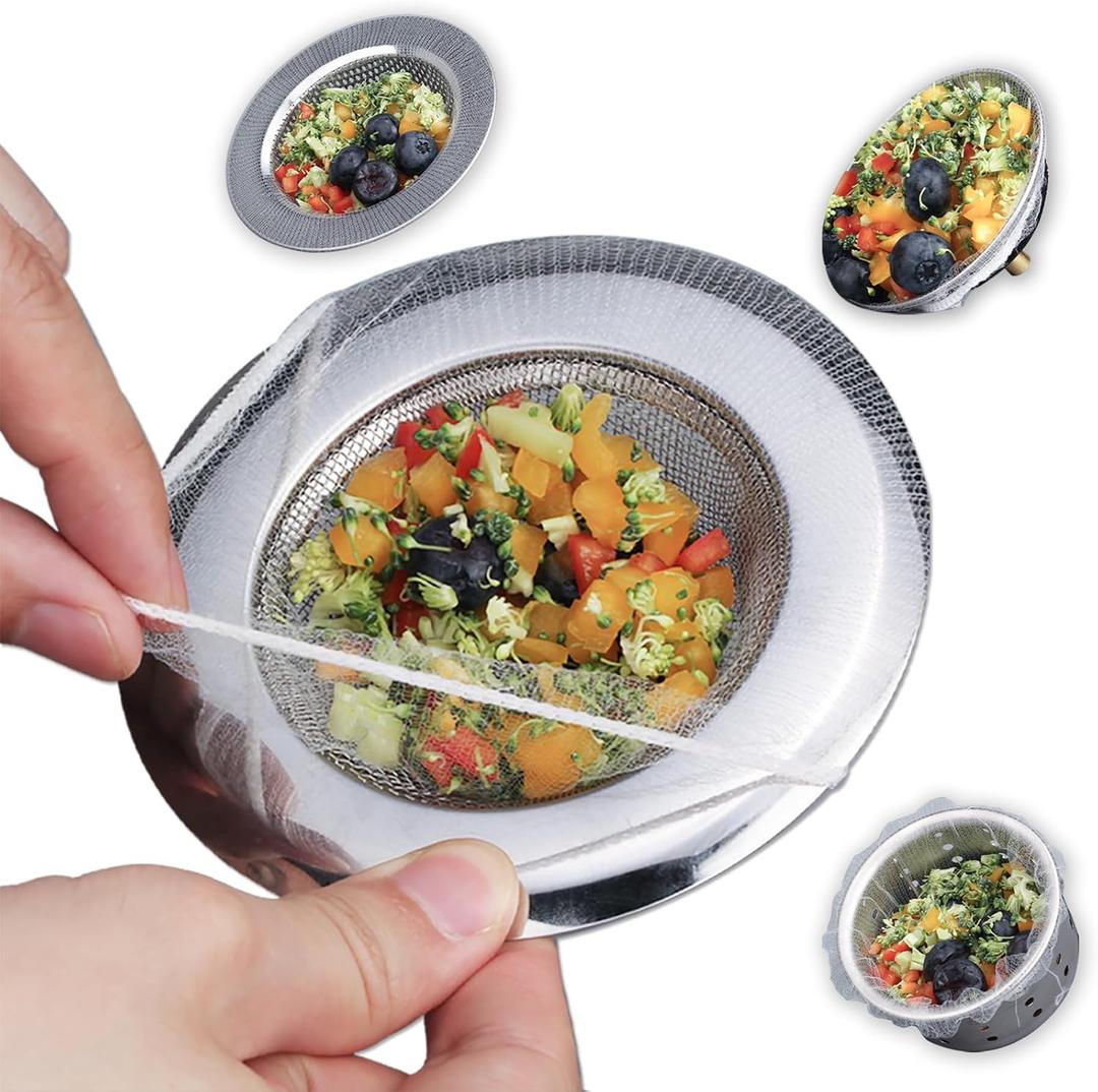250 PCS Kitchen Disposable Mesh Sink Strainer Bag Fits Sink Strainer Elastic Anti-Clogging Sink Drain Strainer Collecting Kitchen Food Waste Garbage (Small)