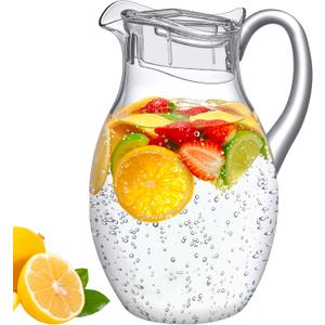 Amazing Abby - Bubbly Grand - Plastic Pitcher (96 oz, 3 Quart), Clear Water Pitcher with Lid, Fridge Jug, BPA-Free, Shatter-Proof, Great for Iced Tea, Sangria, Lemonade, Juice, Milk, and More