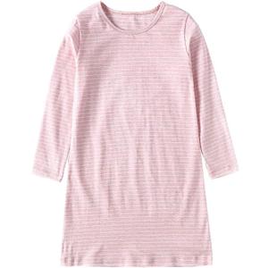 Girl's Stripes Nightgowns Cotton Sleep Shirts Sleepwear Princess Nightdress (6-7 Years, Pink-long)