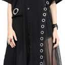 ellazhu Women's Black Short Sleeve Casual Mesh Tunic T-Shirt Dress GY2271