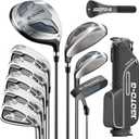 11 Pieces Golf Clubs Set for Men - Complete Mens Golf Clubs Full Set Right/Left Handed Includes Stand Bag with Rain Hood, 1# Drive, 3# Wood, 5# Hybrid, 6# 7# 8# 9# PW# Irons and Putter