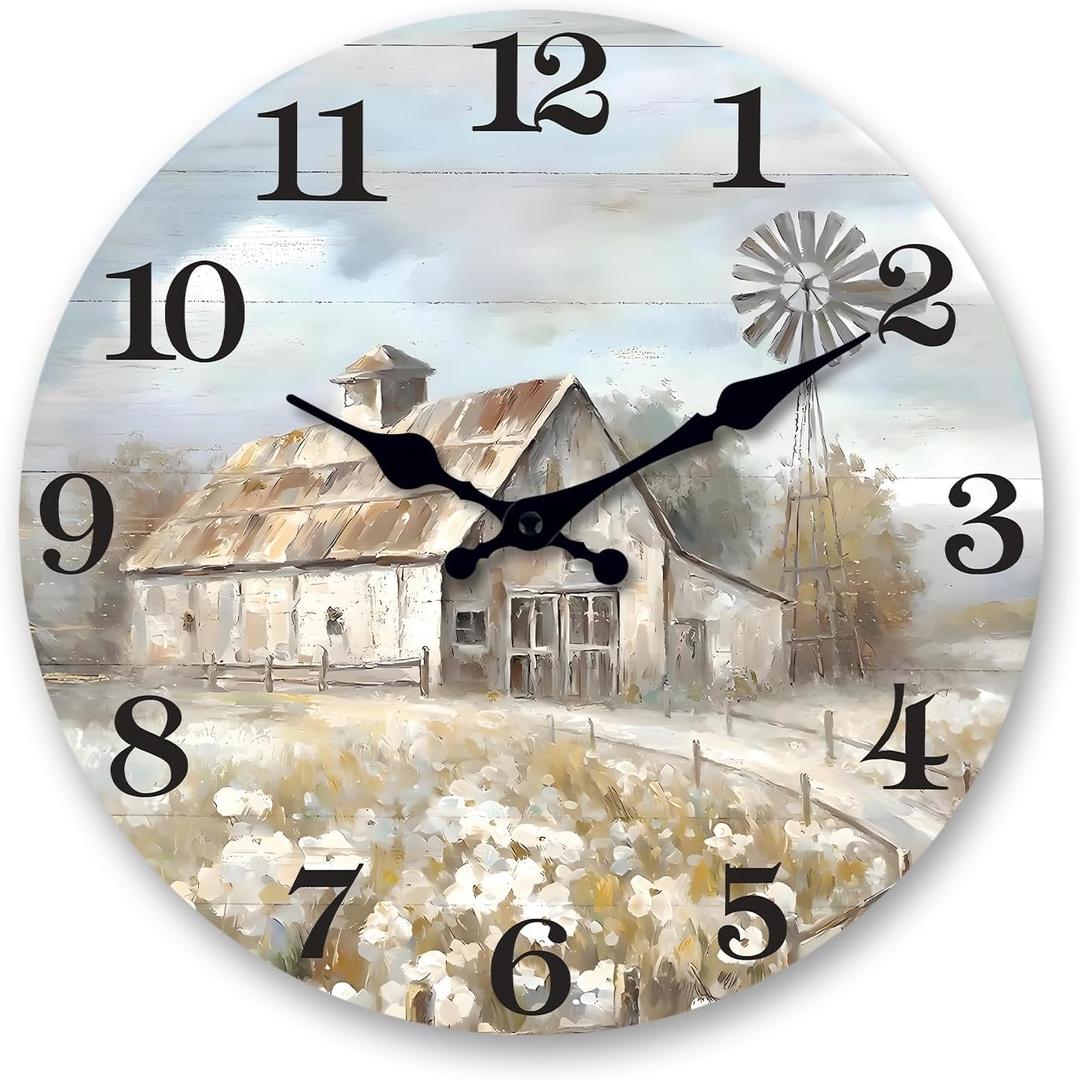 XFM Farmhouse Decorative Wall Clock Silent 20 Inch Rustic Barn