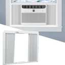 Window AC Side Panels with Frame Set, Air Conditioner Accordion Filler Curtain Replacement for Window AC Units, Fits Most 8,000 BTU Units,White,2 Pack