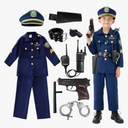 Udekit Police Cosutme for Kids, Police Officer Costume Uniform Set with Accessories for Kids Boys Girls Halloween Cosplay Party for Age 4 to 6