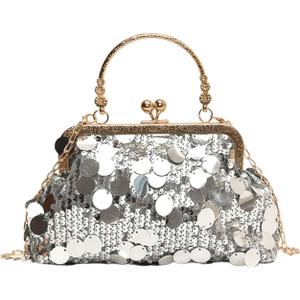 Women's Evening Handbag, Sparkly Sequin Evening Crossbody Bag, Top Handle Glitter Evening Bag, Bling Shoulder Clutch