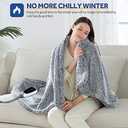 Sealy Electric Blanket Heated Throw 50"x60" Soft Double Sherpa Super Cozy with 6 Fast Heating Levels & 2-10 Hours Auto-Off, Over-Heat Protection, Machine Washable, Charcoal