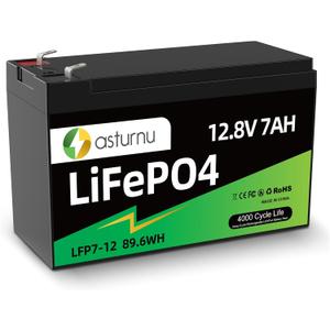 12V 7Ah(8Ah) Lithium Battery, LiFePO4 Battery, 4000+ Deep Cycle Lithium Iron Phosphate Rechargeable Batteries, Built-in BMS, Ideal for Replacing Most Backup Power, Lighting, Fish Finder, Ride on Toys