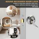 uxcell Round Recessed Door Lock, Stainless Steel Pocket Privacy Door Lock Latch with Key 2 1/6" Backset Hardware for 1-3/8" to 2" Door Panel Thickness, Silver