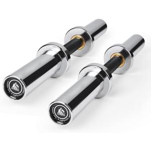 LIONSCOOL 16"/20” Loadable Dumbbells Pairs in Commercial Grade, Heavy Duty Olympic Dumbbell Bar/Handle for Strength Training, Compatible with 2’’ Standard Plates (Silver Chrome, 20 INCH)