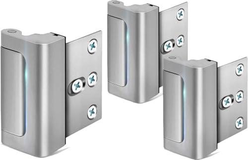 Door Reinforcement Lock Home Security - Door Locks for Kids Safety Childproof Door Latch Guard with 3" Stop Withstand 800 lbs Inward Swinging Front Door Upgrade Night Lock Prevent Unauthorized Entry 4Pack