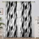 weesire Black and Grey Curtains Modern Striped Decorative 50% Light Blocking Darkening Grommet Grey Curtain for Living Room Villa, Bedroom Gray and White 2 Panels Set, 52x63 Inches
