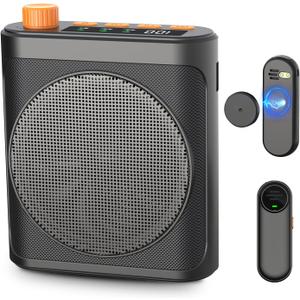 Voice Amplifier Wireless Microphone with Magnetic Lavalier, Bluetooth Voice Amplifier for Teachers with 2 Mic, Rechargeable Portable Microphone Speaker for Classroom, Yoga, Meetings, Speeches