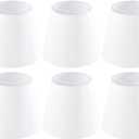 Set of 6 Pure White Chandelier Lamp Shades,4" Top x 6" Bottom x 5" Height (Clip on Bulb) Small Lamp Shades, Faux Silk Fabric Lamp Shade for Desk Lamp Wall Lamp Replacement Lampshade by GO&SO