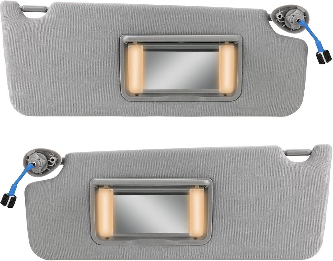 1 Pair Left Driver & Right Passenger Side Sun Visor with Mirror and Light Compatible with Honda Pilot 2017-2021 Honda Ridgeline 2018-2020 Replacement for 83230-TG7-A12ZB 83280-TG7-A12ZB (Gray)
