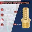 Pack of 8 Brass Hose Barb Fittings Adapter Connector 1/2" Hose Barb to 3/8" NPT Male Fittings for Home Machines, Massage Bathtubs, and Irrigation Systems