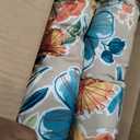Pillow Perfect Bright Floral Indoor/Outdoor Tufted Wicker Seat Cushion With Ties, 2 Count, 17" x 17.5", Tan/Blue Colsen