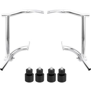 Chrome Saddlebag Guard Rear Saddle Bag Crash Bars with 4 PCS Black Decorative Wheels for Motorcycle Accessories Compatible with Harley Touring 2009-2024