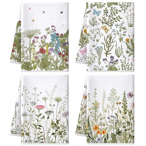 4 Pcs Sunflower Spring Kitchen Towels Summer Beach Mixed Colors Flower