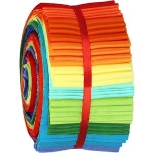 Tegeme 40 Pcs Rainbow Jelly Fabric for Quilting, Japanese Roll up Cotton Strips Solid Colors Patchwork Roll, 2.55 Inch Patchwork Fabric Bundle for Sewing DIY Crafts (Sand Beach Style)