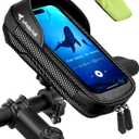 whale fall 360 Rotatable Bike Phone Holder, Waterproof Handlebar Bag with Touchscreen & Storage, Durable Bike Phone Mount for Navigation, Essential Bicycle Accessories for Phones Under 7" (Black)