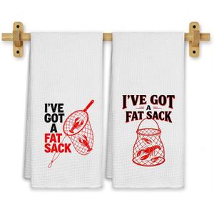 Red Lobster Coastal Kitchen Towels, Seafood Boil Party Supplies, Coastal Southern Crawfish Dish Tea Towels for Kitchen Decor, Beach Lobster Decorative Hand Towel for Bathroom, 16x24 Inch Set of 2