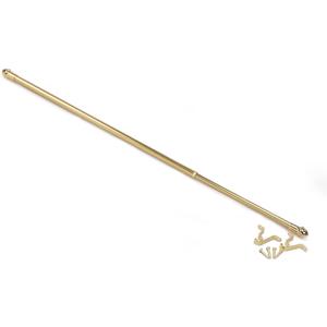 Fantasia Cafe Decorative Window Curtain Rod, 48"- 86" Adjustable Width, 7/16" Diameter, 3/4" Projection - Brass with Matching Finials - Easy to Install Telescoping Rod - Brackets & Hardware Included