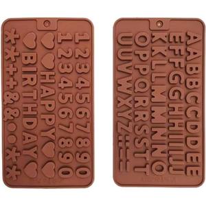 Silicone Letter Molds, Silicone Chocolate Number Molds, 2 PACK Reusable & Non-stick Alphabet Gummy Molds for Happy Birthday Cake Decorations(with a dropper)