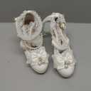 FOREADA Kawii Shoes Bow Pearl Heels Lolita Platform Heels for Women Lace Cute Mary Janes Pumps (White, 6)
