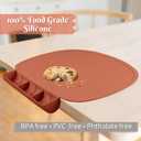 Silicone Placemat with Food Catching Pockets for Baby & Kid, Food Grade Silicone Non-Slip Toddler Food Place Mats with Raised Edges for Dining Table (Blush)