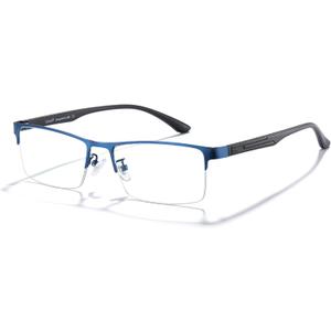 Cyxus Blue Light Glasses Men Computer Glasses Semi Rim Eyewear Ultralight UV Blocking Glasses for Relieve Digital Eye Strain, Dry Eyes, Headaches, and Blurry Vision (01-black Blue-8001 Metal Frame)
