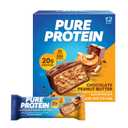 Pure Protein Chocolate Peanut Butter Protein Bars 20g Protein, 3g Sugar, 190 Calories (12 count) Low Sugar* High Protein Snack - Gluten Free - Perfect for a Healthy Snack (EXP 05/06/27)