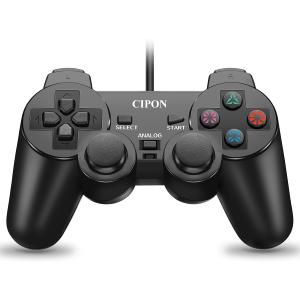 Cipon Wired Controller for PS-2 Console, Black Remote Controllers, PS-2 Accessories Gamepad with Double Vibration, 71 IN Cable