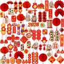 231 Pcs Chinese New Year Decorations - Lunar New Year Hanging Ornaments Red Lanterns Festive Tree Pendants Good Luck Ornaments for 2026 Horse Year Spring Festival Home Wedding Decor