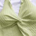 SHENHE Women's Twist Front Tie Halter Neck Split Hem Backless Summer Going Out Crop Top (Green, Large)