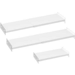 Expandable Closet Organizer Shelves, 3 Pack Adjustable Metal Storage Shelves Dividers for Wardrobe Cupboard Kitchen (White,7.9" D x 17"-31" W,3PCS)