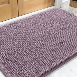 OLANLY Dog Door Mat for Muddy Paws 30x20, Absorbs Moisture and Dirt, Absorbent Non-Slip Washable Doormat, Quick Dry Chenille Mud Mat for Dogs, Entry Indoor Entryway Carpet for Inside Floor, Deep Plum