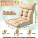 4 Pcs Outdoor Patio Chair Cushions, Thick Seat Pads for Garden Furniture, Waterproof Non Slip Chair Cushions with Ties, Replacement Cushion Set for Porch, Yard, Balcony-Brown