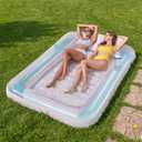 SLOOSH Inflatable Tanning Pool Lounger Float, 85" x 57" Pool Floats Adult with Pillow, 4 in 1 Suntan Tub Raft Floatie,Sunbathing Bed Lounge for Water Blow Up Ball Pit Party Gifts, XL-Cyan Pink