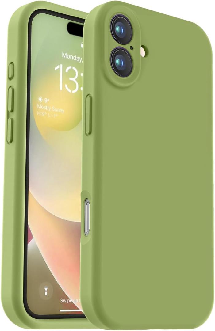 Vooii Compatible with iPhone 16 Case, Liquid Silicone Upgrade [Camera Protection] [Soft Anti-Scratch Microfiber Lining] Shockproof Phone Case for iPhone 16 6.1 inch - Cedar Green