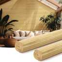 Juexica 2 Pcs Natural Bamboo Wall Panel for Interior Wall 48''x96'' Bamboo Covering Renewable Pole Wainscoting Room Divider Wrap Decor for Bedroom Living Room Kitchen Island Office (Natural)