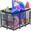 POOLHOUR Pool Float Storage – Outdoor Pool Toy Storage Organizer for Pool Noodles, Toys, Floats, Balls,Equipment, Mesh Rolling Storage Organizer Bin, Black