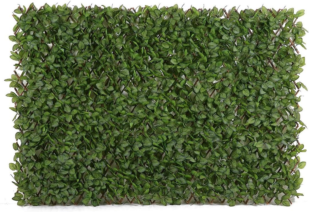 Jollybower Expandable Fence Privacy Screen, Decorative Faux Ivy Fencing Panel, Artificial Hedge Single Sided for Leaf Decoration, Fencing, Backyard, Balcony, Patio, Outdoor, Home Decor