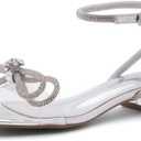 Shoe Land Women's Low Heels Dressy Sandals for 2025-1 Inch Chunky Block Short Heels | Square Open Toe with Adjustable Ankle Strap | Wedding & Party Heeled Sandals
