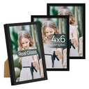 upsimples 4x6 Picture Frame Set of 3, Made of High Definition Glass for 4 x 6, Wall and Tabletop Display Thin Border Photo Frames for Home Decor, Black