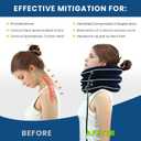 Cervical Neck Traction Device for Home Use Pain Relief,Neck Stretcher,Inflatable Support Neck Brace Adjustable,Neck Stress Relief&Relaxation Metal Valve TPU Liner with Air-Tightness(Blue)