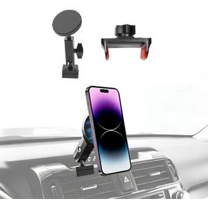 Magnetic Phone Mount for 2010-2024 Toyota 4Runner Accessories, Magsafe Dash Cell Phone Holder Multi-Mount Phone Stand with Extra Clip Bracket for Smartphone for 5th Gen 4-Runner Accessories