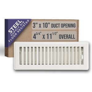Fits 3x10 and 10x3 Duct Opening | Floor Register with Louvered Design by Handua | Heavy Duty Walkable Design with Damper | Floor Vent Grille | Easy to Adjust Air Supply Lever | Off White