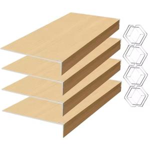 4 Pack Wire Shelf Covers, Lightweight Removable PVC Faux Wood Wire Rack Liners for Pantry, Closet 24x12 Inch,0.3 inch Thick